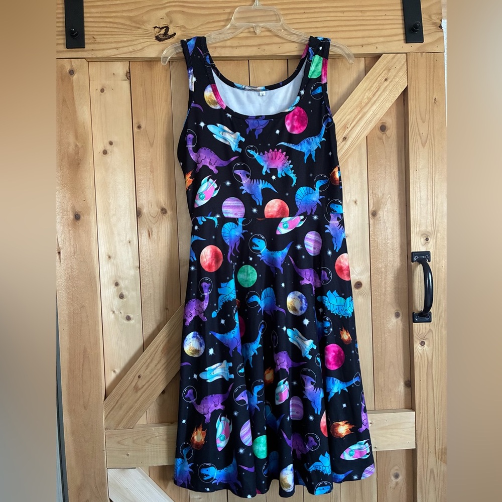 Women’s Galaxy Dino Print Sleeveless Dress
